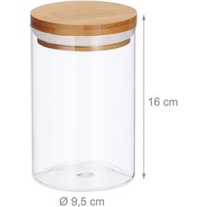 Relaxdays Vorratsglas 10027995, mit Bambusdeckel, 0,8 Liter, luftdicht,  rund, Set, 3 Stück – Böttcher AG