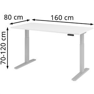 Produktbild für Schreibtisch Hammerbacher XMKA 16, weiß / silber