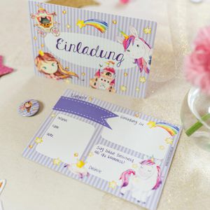Produktbild für Einladungskarten Papierdrachen Einhorn, für Kindergeburtstage