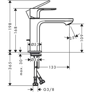 Produktbild für Waschtischarmatur hansgrohe Rebris S 110, 71558000, verchromt