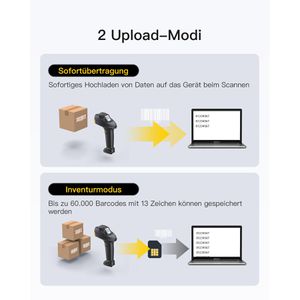 Produktbild für Barcode-Scanner Inateck Pro 8 SE_black, kabellos