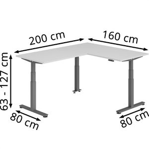 Produktbild für Schreibtisch Hammerbacher XDSMW, lichtgrau / graphit