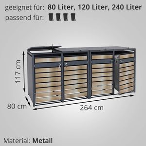 Produktbild für Mülltonnenbox Mendler HWC-J81, Metall