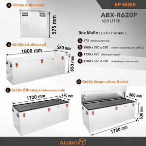 Produktbild für Fahrzeugbox ALUBOX-Alukiste ABX-R620P, Aluminium Riffelblech