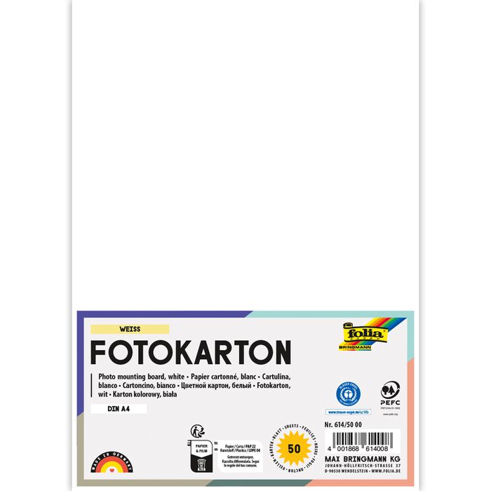 Folia Fotokarton DIN A4 – 300 G/qm, 50 Blatt Zitronengelb | Zum Basteln, Scrapbooking & Karten