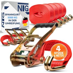 Spanngurt NTG rot, mit Haken & Ratsche