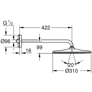 Produktbild für Kopfbrause GROHE Rainshower Mono 310, 26558000, verchromt