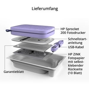 Produktbild für Fotodrucker HP Sprocket 2x3, lila, bis 5 x 7,6 cm