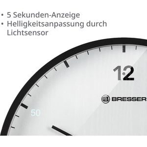 Produktbild für Wanduhr Bresser MyTime LEDsec, Kunststoff, analog, Funkuhr
