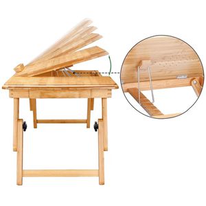 Produktbild für Laptoptisch CASARIA 106908, aus Bambus, höhenverstellbar
