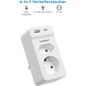 Produktbild für Steckdosenadapter Voomy Split X2S, mit Überspannungsschutz
