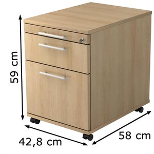 Produktbild für Rollcontainer Hammerbacher Solid AC20, aus Holz, eiche