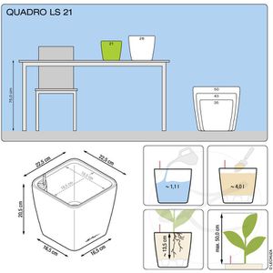 Produktbild für Übertopf Lechuza QUADRO LS 21, taupe hochglanz, 23 x 21 x 23cm