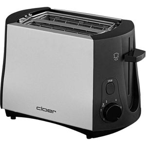 Cloer Toaster 3410, 2 Scheiben, 825 Watt, Metallgehäuse, silber