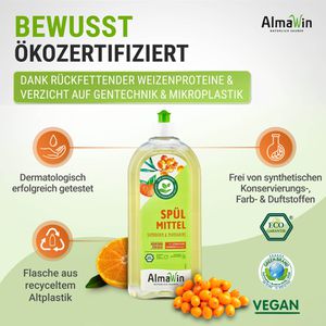 Produktbild für Spülmittel AlmaWin Sanddorn-Mandarine, Konzentrat