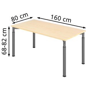 Produktbild für Schreibtisch Hammerbacher Y-Serie, ahorn / graphit
