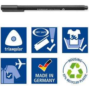 Produktbild für Fineliner Staedtler Triplus 334-9 BK4, schwarz