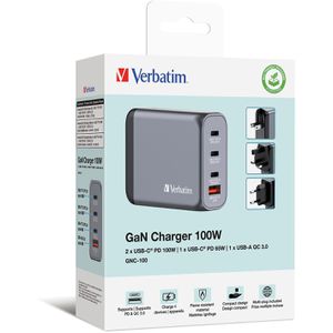 Produktbild für USB-Ladegerät Verbatim GNC-100, GaN, 100 Watt