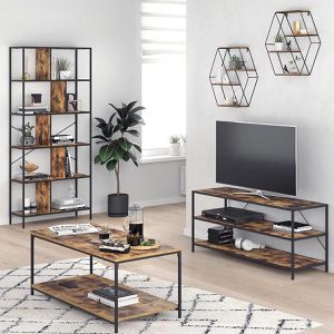 Produktbild für Bücherregal Vicco Fyrk, schwarz / dunkelbraun