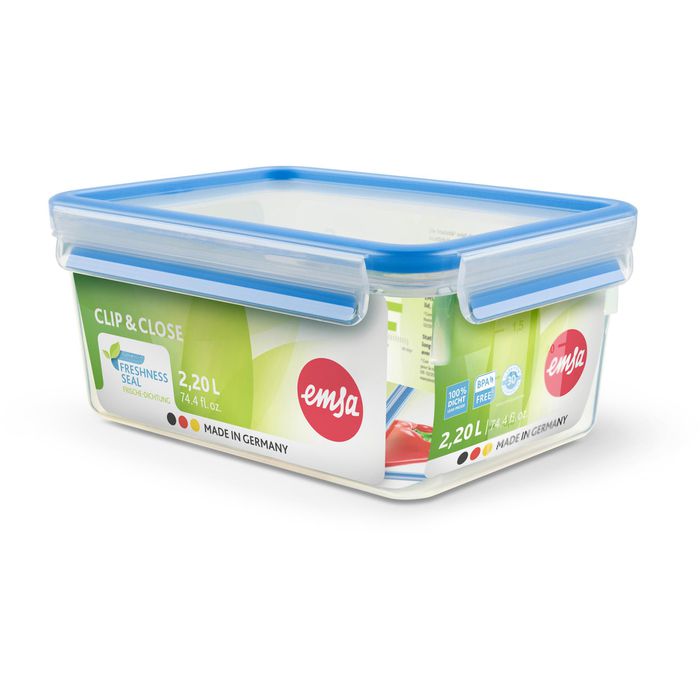 Emsa Frischhaltedose Clip&Close 508544, aus Kunststoff, 2,2 Liter, transparent, luftdicht – Böttcher AG