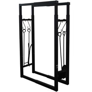 Produktbild für Kaminholzregal PROREGAL Phoenix, schwarz, mit Kaminbesteck