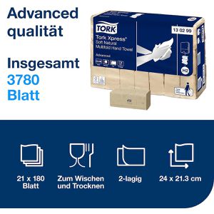 Produktbild für Papierhandtücher Tork Xpress Advanced Soft 130299, H2, 2-lagig