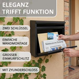 Produktbild für Briefkasten Böttcher-AG 60238, Premium, schwarz, aus Stahl