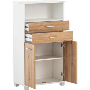 Produktbild für Badschrank Schildmeyer Palermo 157646, mit 4 Füßen, eiche/weiß
