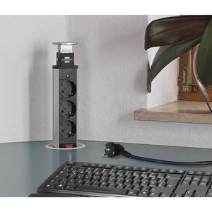 Produktbild für Einbausteckdose Brennenstuhl Tower Power, 2m Kabel, versenkbar