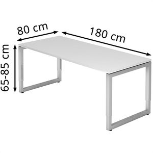 Produktbild für Schreibtisch Hammerbacher R-Serie, weiß / silber