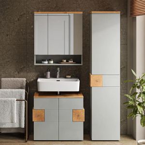 Produktbild für Badschrank Vicco Eden, grau / eiche