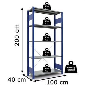 Produktbild für Schwerlastregal Schulte 12640-B, 5 Metallböden