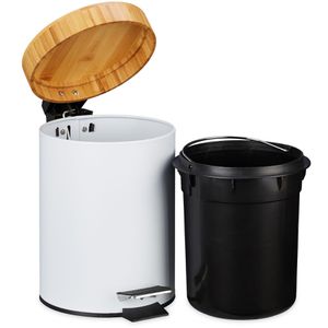 Produktbild für Mülleimer Relaxdays Bambus, weiß
