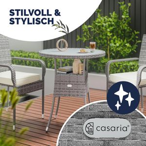 Produktbild für Gartentisch CASARIA 109728, grau, UV-beständig, rund
