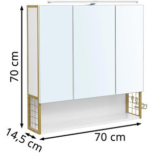 Produktbild für Spiegelschrank Vasagle BBK124A10, weiß-gold