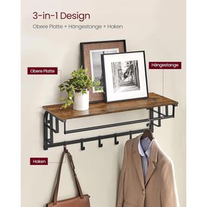 Produktbild für Wandgarderobe Vasagle LCR102B01, Metall / Holz
