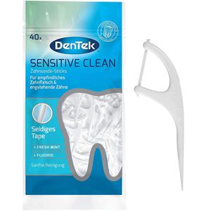 DenTek Zahnseide Sensitive Clean, ungewachst, Zahnseide Sticks, mit Minzgeschmack, 40 Sticks , 40 Stück