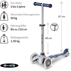 Produktbild für Scooter Micro Mini deluxe, mit 3 Rollen, aus Kunststoff, navy
