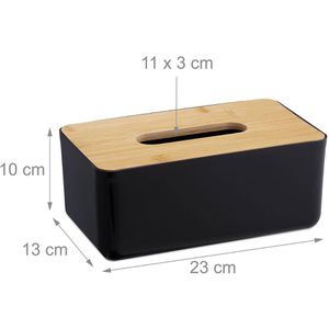 Produktbild für Taschentuchbox Relaxdays 10032648, aus Kunststoff / Bambus