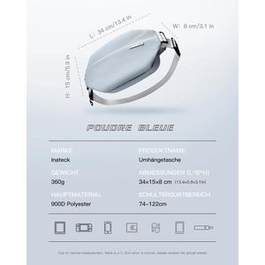 Produktbild für Bauchtasche Inateck Sling Bag X, aus Polyester, graublau