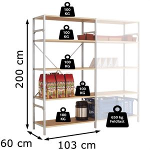 Produktbild für Schwerlastregal Manuflex RB1108, 5 Holzböden
