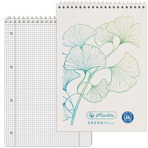 Produktbild für Notizblock Herlitz GREENline Ginkgo, 300006035, kariert, A7