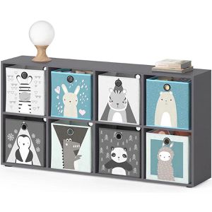 Produktbild für Bücherregal Vicco Scutum, grau, mit 8 Faltboxen