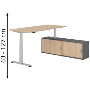 Schreibtisch Hammerbacher XDSM, 29894, eiche, mit Sideboard