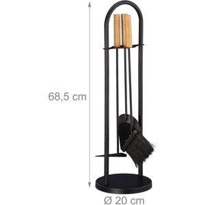 Produktbild für Kaminbesteck Relaxdays 10028780 aus Metall, schwarz, 4-teilig