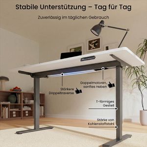 Produktbild für Schreibtisch FlexiSpot E1W Pro, schwarz / weiß