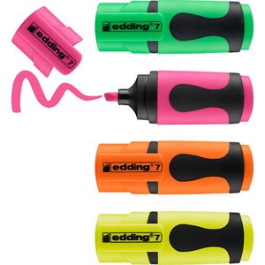 Textmarker Edding 7, Mini Highlighter, 4 Stück