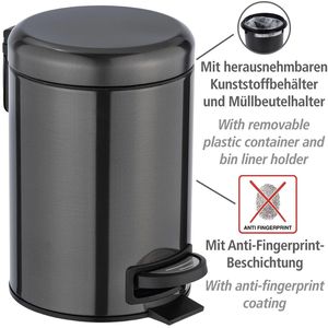 Produktbild für Mülleimer Wenko Leman, schwarz