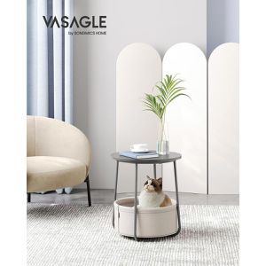 Produktbild für Beistelltisch Vasagle LET223G49 zementgrau / weiß