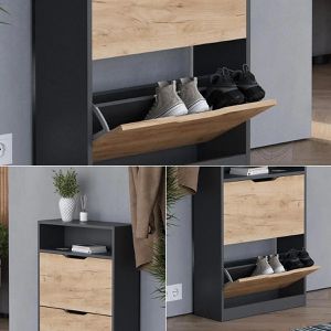 Produktbild für Schuhschrank Vicco Luca, anthrazit / eiche